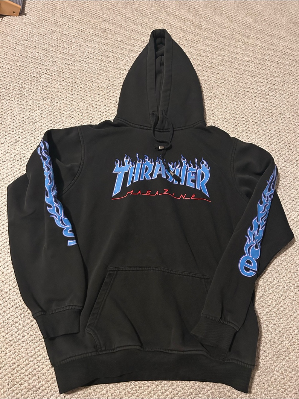 Supreme Black Hoodie with Thrasher Logo